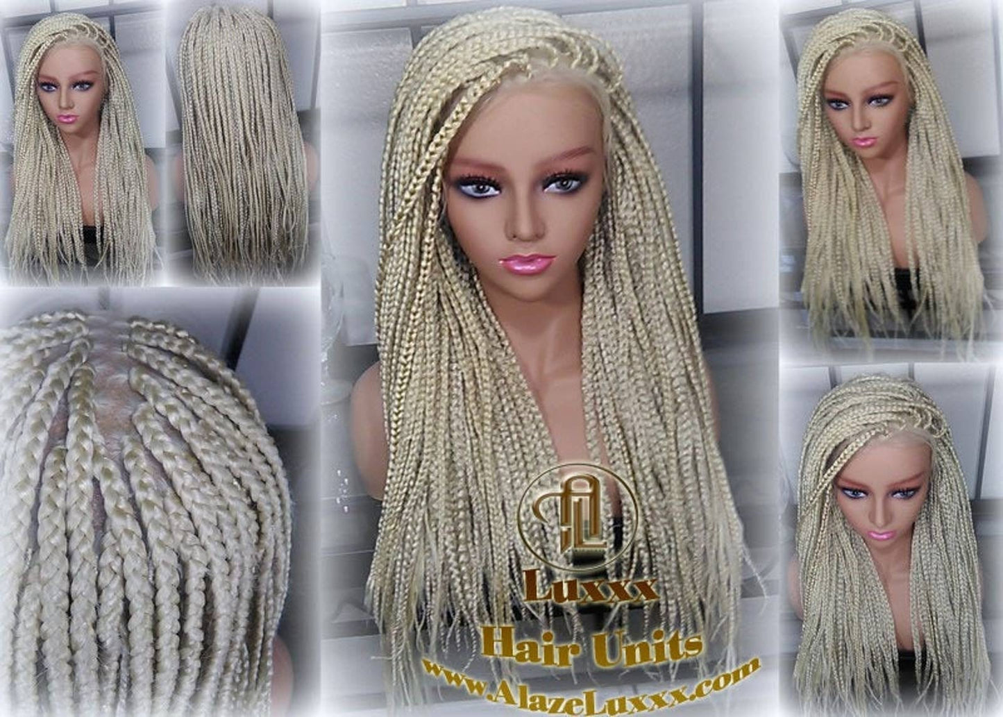 Alopecia Platinum Blonde 613 Box Braid Wig Ombre Balayage White Blonde Lace Baby Hair Straight Glueless! Braid Lace Wig Hair Thinning Loss