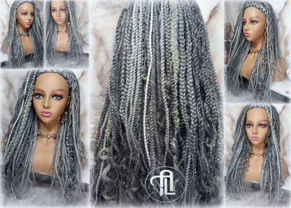 Braids Dreads Mix Headband Wig Silver Grey 44 51 Set Twist Soft Crochet Boho Dread Braid Set Bohemian extensions