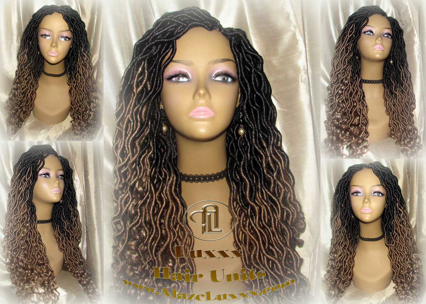 Goddess Faux Locs Gypsy Boho Ombre Black Blonde Long Synthetic Dreads Curly Wavy Cosplay Carnival Festival Braid Wig Alopecia Thinning Hair
