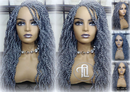 Senegalese Twist Wig Salt Pepper  44 51 Long Wavy Curly Grey Silver Braids Long Straight Small Storm Twist Platinum Braids woc wig