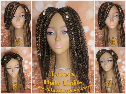 Straight Senegalese Twist Wig Unit! Medium Small Long Blonde Brown #4 #27 Crochet Twist Braided Wig 2tone honey blond hair charms wig maker