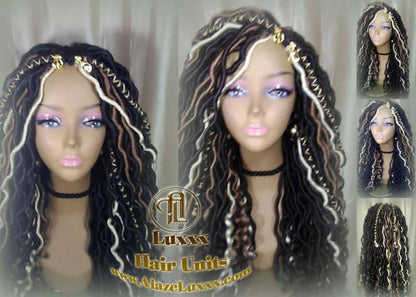 Goddess Faux Locs Dread Wig Black Blonde 613 27 Black Dread Gypsy Bohemian Boho Long Wavy Honey DE SE Dred Lock Braided Wigs Distressed Locs