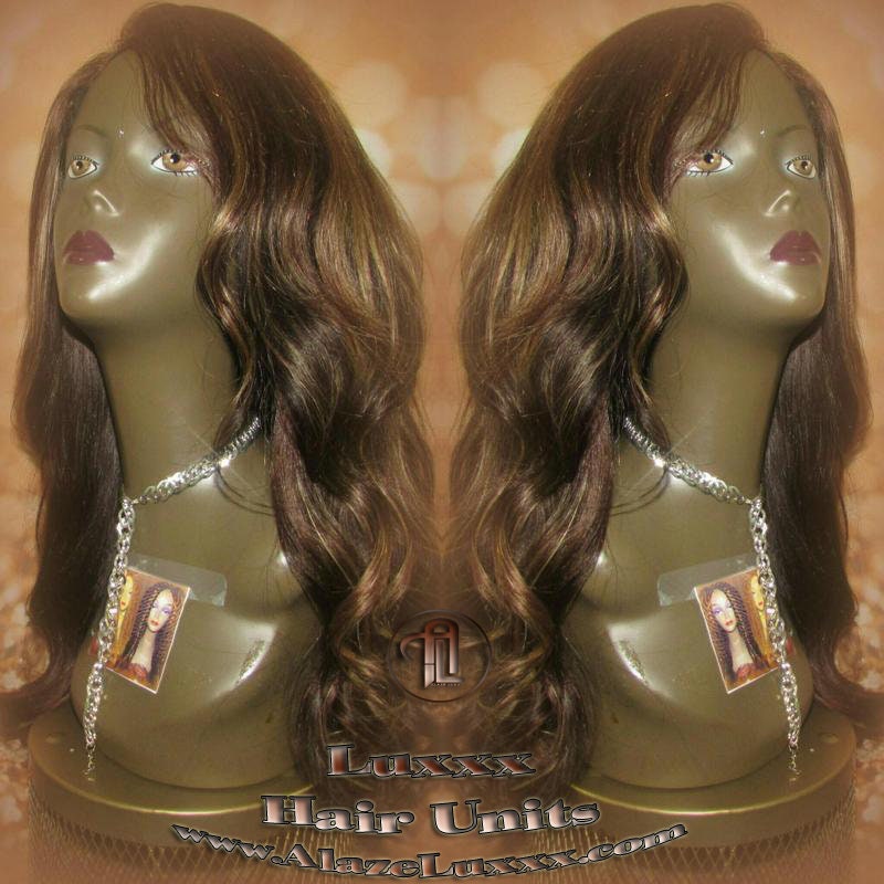 Virgin Hair Wig Brown Blonde Highlights Lace Front Straight Layered Cancer Wig, Alopecia Areata, Alopecia Universalis, Alopecia Totalis Wigs