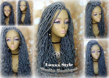 Lace Frontal Lace Front Straight Storm Silver Grey Gray 44 51 Platinum Gypsy Goddess Faux Dread Loc  Lock Crochet Freetress Model Model Wig
