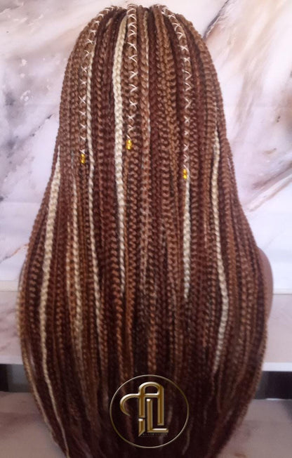 Lace Frontal Braid Wig Blonde Brown Ginger 27 30 613 Box Braid Wig Copper White Blonde Platinum Lace Baby Hair Unit Straight Glueless Braid