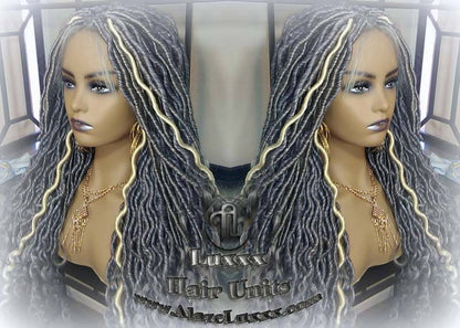 Gray 613 Platinum Blonde Lace Frontal Goddess Faux Dread Loc Lace Closure Straight Storm Silver Grey Gray 44 51 Boho Gypsy Wavy Lock
