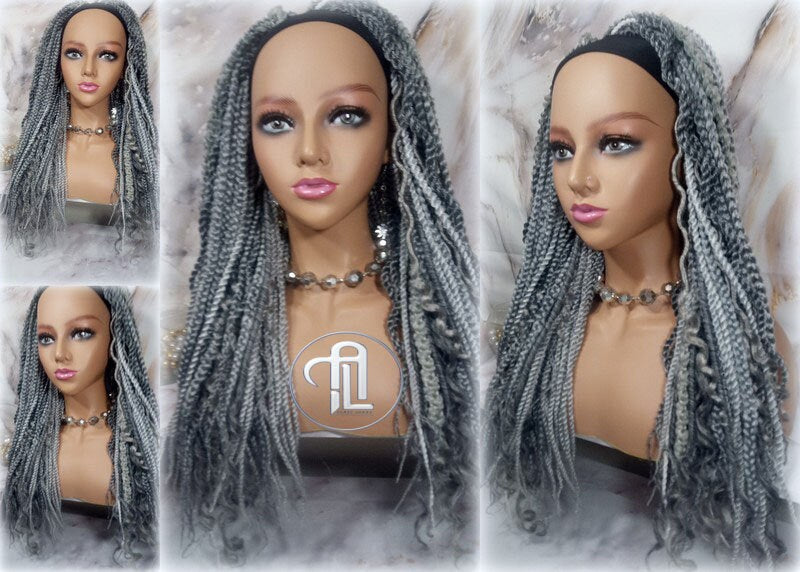 Braids Dreads Mix Headband Wig Silver Grey 44 51 Set Twist Soft Crochet Boho Dread Braid Set Bohemian extensions