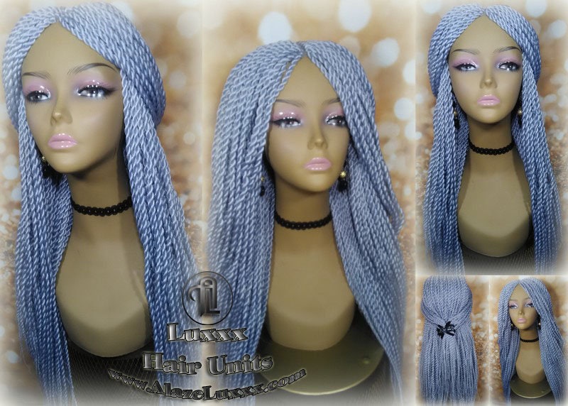 Senegalese Twist Wig Icy Grey 44 51 Gray Silver Braid Long Straight Small Micro Million Twist Wigs Braided Twisted Xpressions Braiding Hair