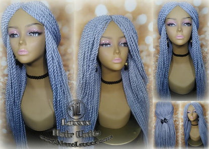 Senegalese Twist Wig Icy Grey 44 51 Gray Silver Braid Long Straight Small Micro Million Twist Wigs Braided Twisted Xpressions Braiding Hair