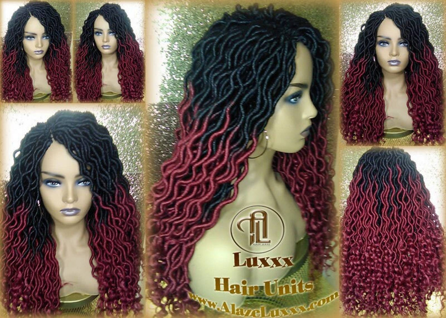 Ombre Goddess Locs Fire 530 Goddess Festival Hair Red Burgundy 1b Marley Crochet Synthetic Dread Dred Loc Lock Wig Unit Braided