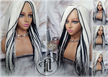 White Black #60 Senegalese Twist 24 Inch Long Soft Crochet Ombre High Temperature Braids Hair Synthetic Braiding Hair Extension
