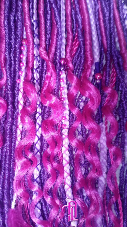 Wavy Pink Purple Single Ended SE Set Straight Soft Crochet Boho Dread Braid Extensions Textured Hair Dread Curly Pink Dreads Synthetic