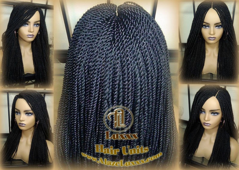 Long Straight Small Senegalese Twist Wig Black 1B Braided Twisted Wig Xpressions Braiding Hair Wig Black Wig Motown Tress Senegalese Twist