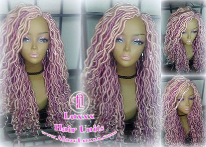 Pink Dreadlock Mermaid Wig Goddess Faux locs braided Synthetic hair Hot Pink Light Pink wig pink extensions stage hair gypsy Boho
