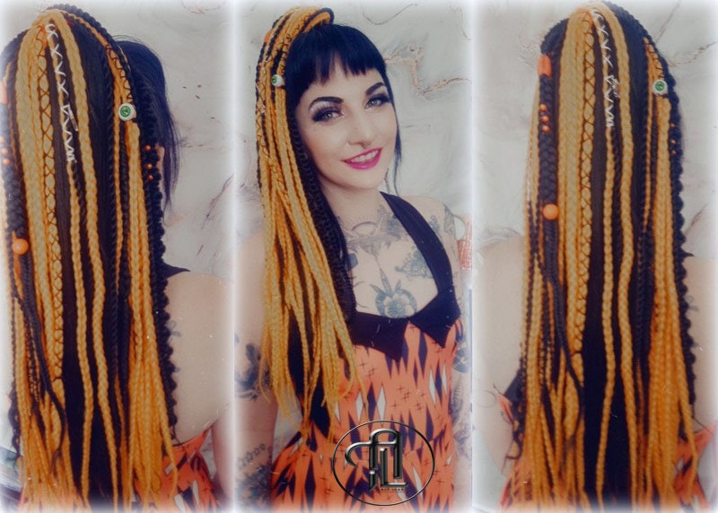 Ponytail Hair Hair Black Orange  Fall Extension Clipin Hairband Hair Tie box braids hair scrunchie Halloween