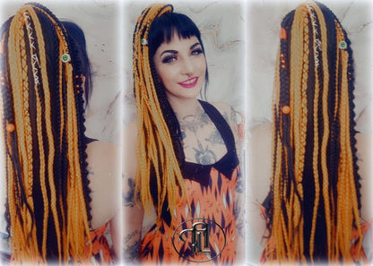 Ponytail Hair Hair Black Orange  Fall Extension Clipin Hairband Hair Tie box braids hair scrunchie Halloween