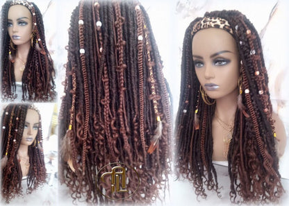 Headband Wig Brown 30 Black Dreads Mix Set Twist Soft Crochet Boho Dread Braid Set Bohemian extensions