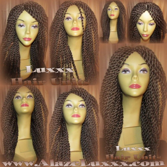 Senegalese Twist Wig  Brown 14' NEW Natural Look!  Long Glueless Lace Finish! 14' Medium Kinky Twist Box Braid Wigs Senegalese Twist Wig