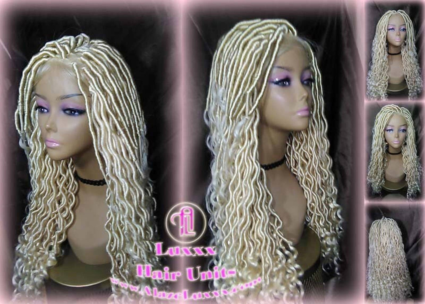 Boho 613 Boho Braid Wig Bohemian Lace Closure Wig Platinum Blonde Goddess Faux Locs Baby Hair Gypsy