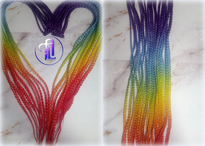 Rainbow Ombre Clip in Braid Long 24 in Boho Extensions Rainbow Ombre Pink Box braiding hair Rave Festival