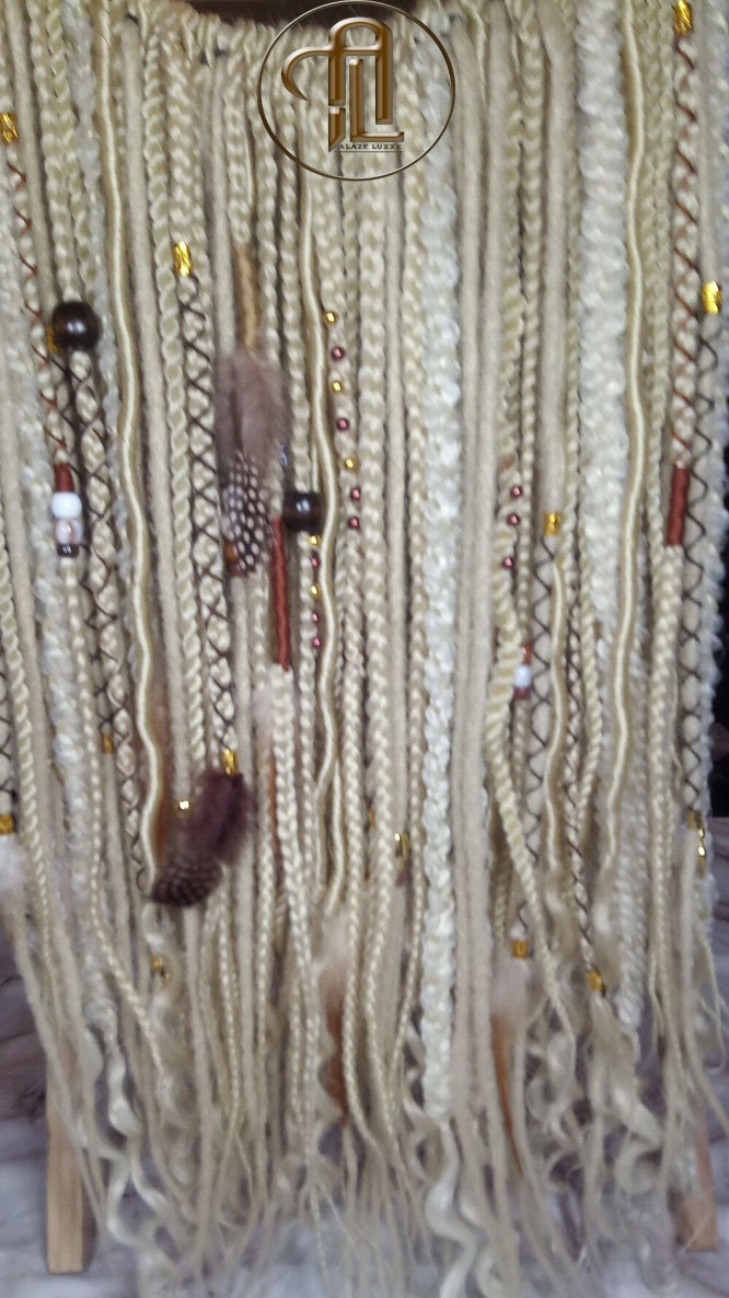 Boho Blonde Single Ended Dreads Full Set Festival Viking Braid in Dreads Extensions DE SE Synthetic Braid in Dreadlocks 613 Locs Extensions