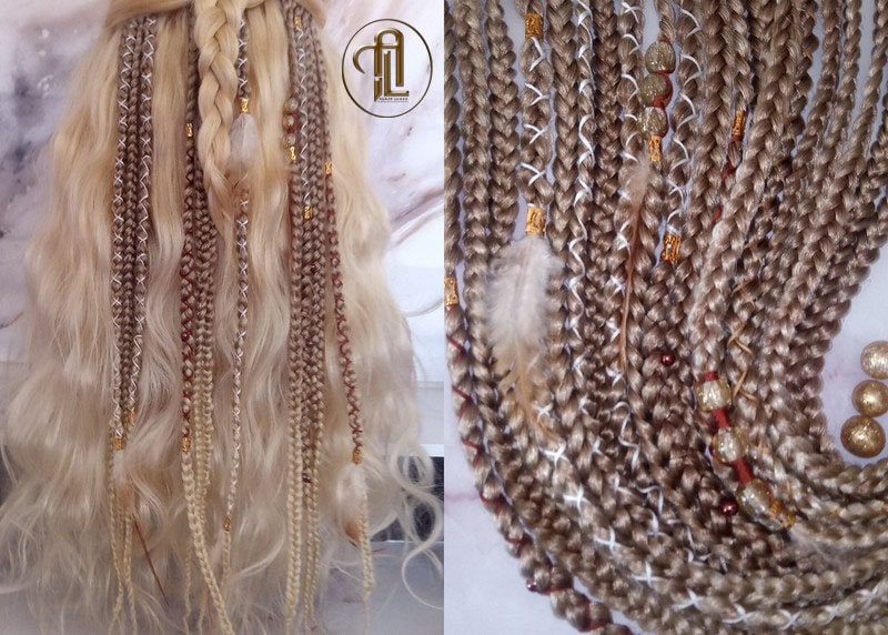 Black Friday Holiday Christmas Sale Cyber Monday Holiday Gift Ombre Honey Blonde Clip in Braid Long Boho Extensions Feathers  Rave Festival