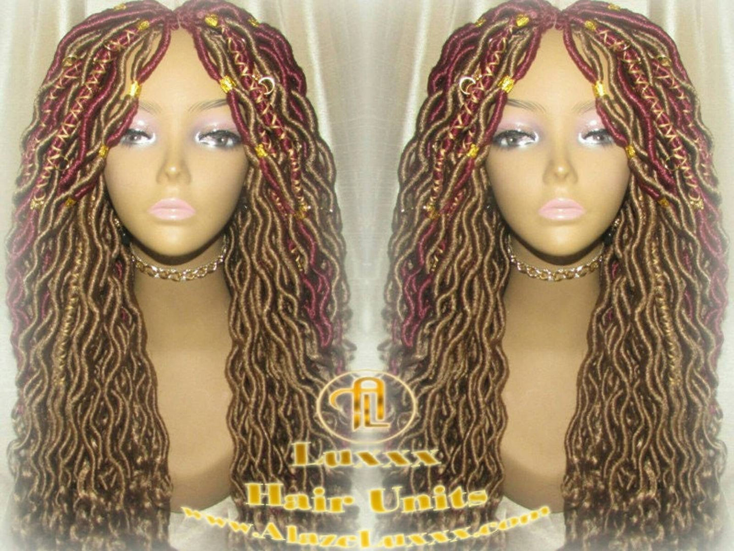 Goddess Faux Loc Wig Gold Honey Blonde 27 Marley Crochet Synthetic Dread Dred Red Burgundy 530 Ombre Box Braids Kinky Twist Hair Braided Wig