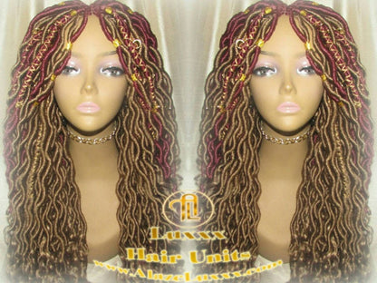 Goddess Faux Loc Wig Gold Honey Blonde 27 Marley Crochet Synthetic Dread Dred Red Burgundy 530 Ombre Box Braids Kinky Twist Hair Braided Wig