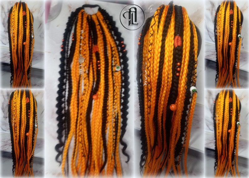 Halloween Ponytail Hair Accessories Hair Fall Extension Clipin Black Orange Hairband Hair Tie box braids hair scrunchie Pumpkin Ghost Scary