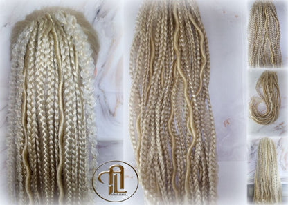 Blonde Dreads Ponytail Boho Hair 613 Braids Extension on Hairband Hair Tie, Goddess Dreadlocks On Elastic Band Synthetic Falls Renaissance