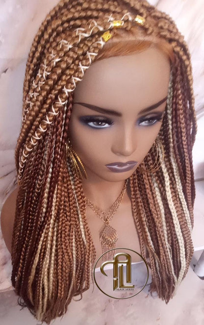 Lace Frontal Braid Wig Blonde Brown Ginger 27 30 613 Box Braid Wig Copper White Blonde Platinum Lace Baby Hair Unit Straight Glueless Braid