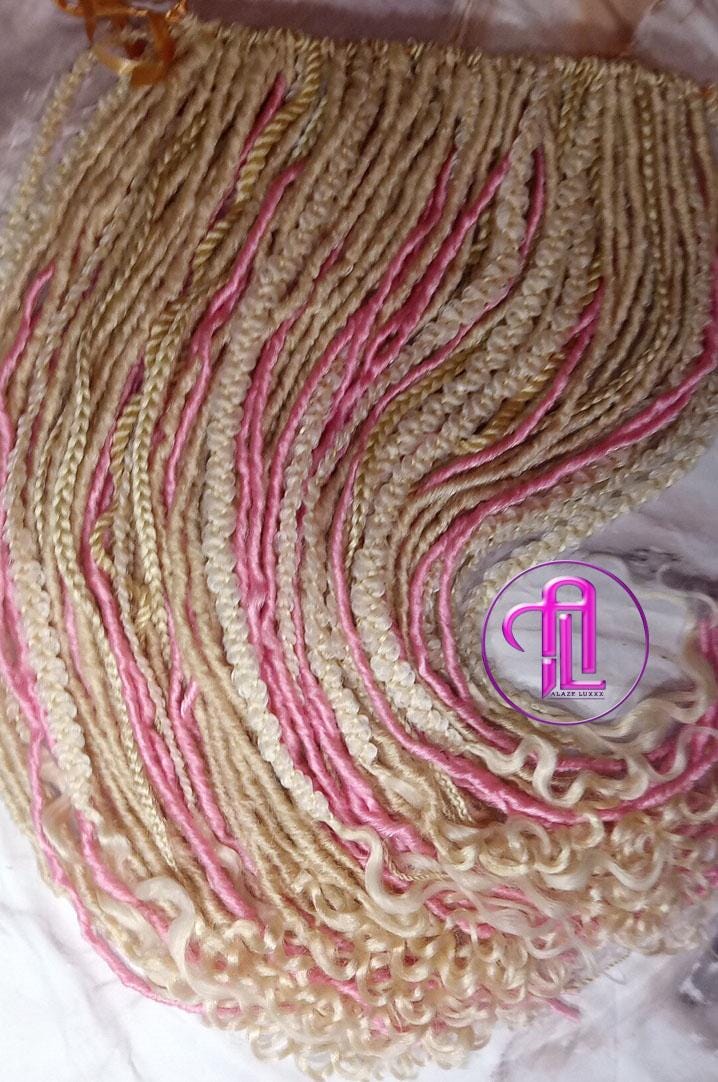 Oink  Blonde 613 Single End  SE 75 Piece Set Straight wavy dreads tebraid Bohemian synthetic dreadlock Soft Boho Dread Braid Hair Extension