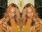 Custom Order 4 Bundle add Ear to  Ear Lace Frontal Honey Blonde Auburn 27/30 Dark Roots Ombre 24 In' Long  Custom Color