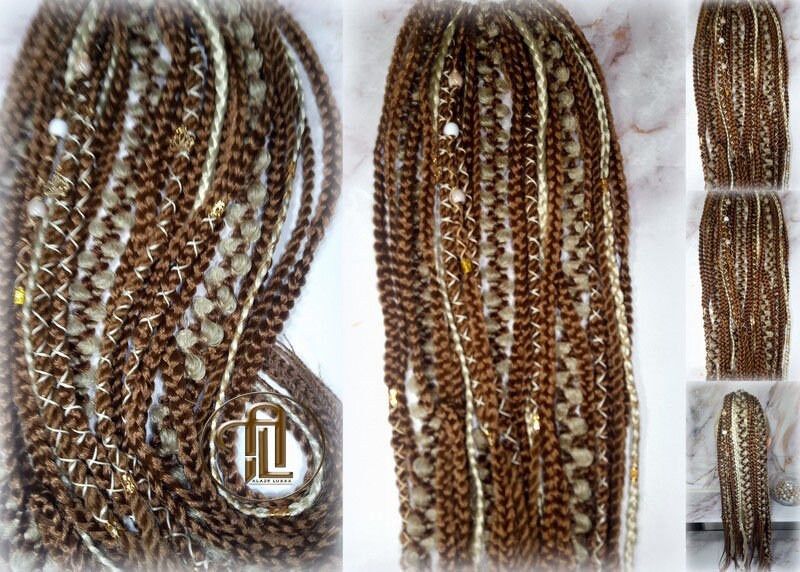 Ponytail Hair Fall Viking Renaissance Extensions Blonde Brown Elements Accents Feathers synthetic box braids hair scrunchie clipin Butterfly