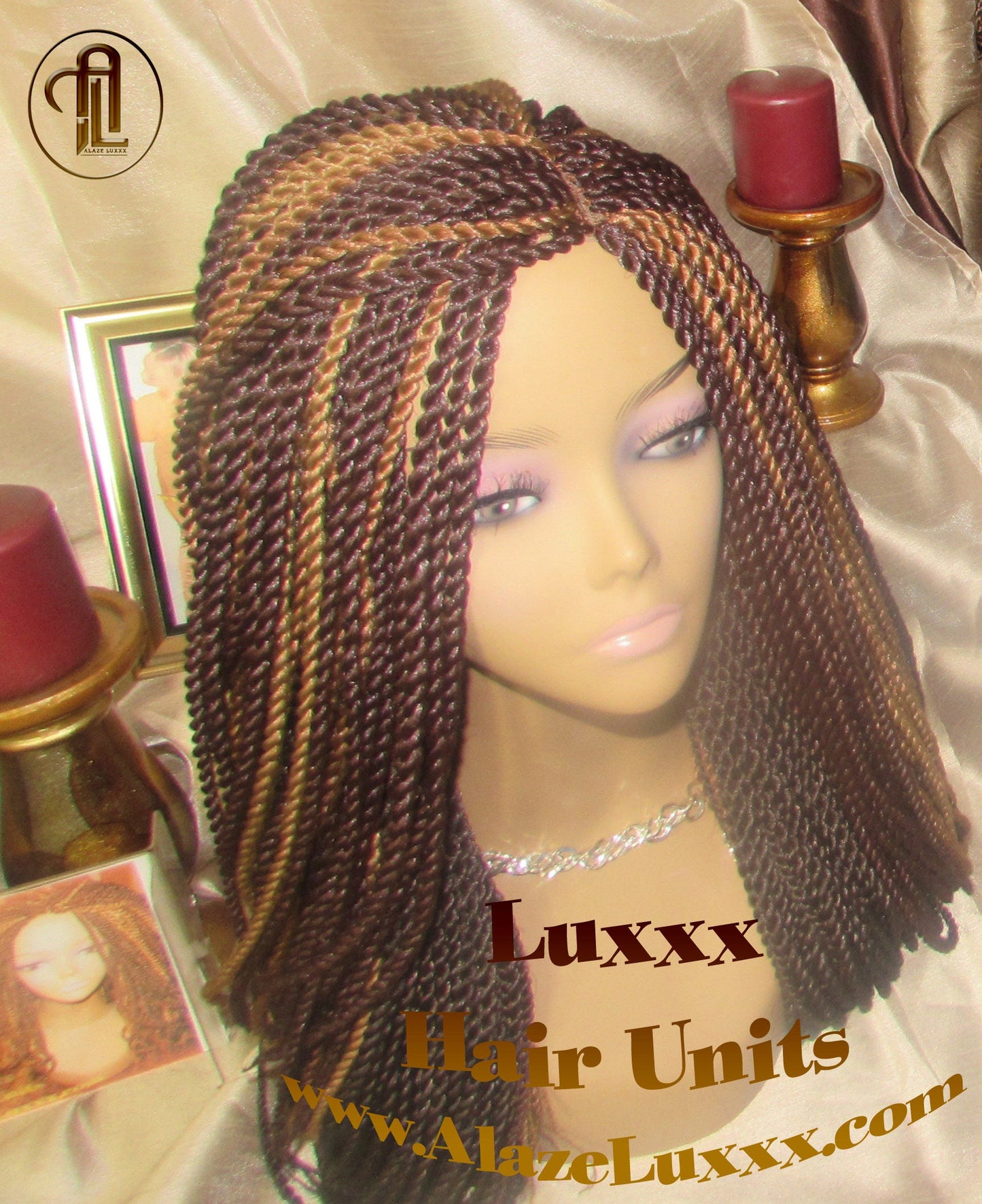 Straight Senegalese Twist Wig Unit Ready2Ship: HOT 22' Unique Rare Wine 33/27/4 Long   Alopecia Natural Small Twist Crochet Braided Braiding