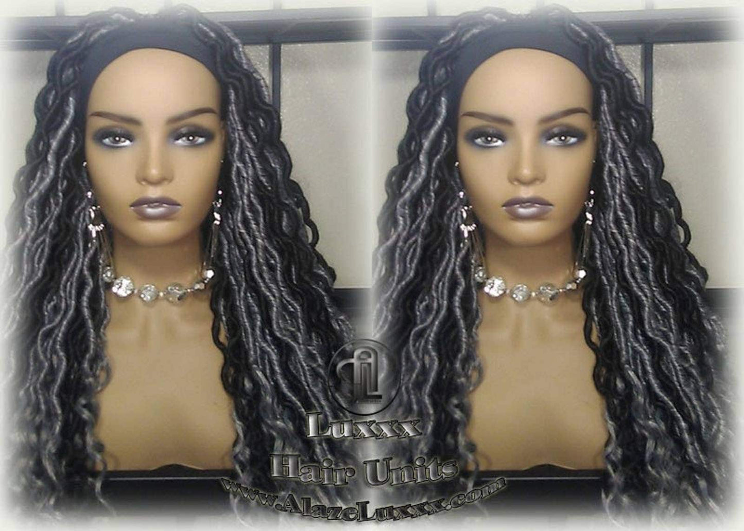 Headband Wig Goddess Faux Dread Locs Salt N Pepper 44 51 Gypsy Boho Silver Black 1B Grey Gray Platinum Storm Wig Unit Wavy Ready to Ship