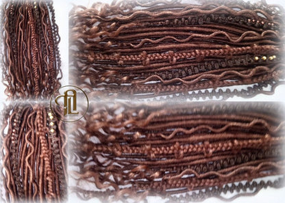 Single Ended SE 75 Piece Set Kit Ginger Brown Mixed Soft Crochet Boho Dread Braid Hair Wraps Extensions Viking Victorian Braids Dreads