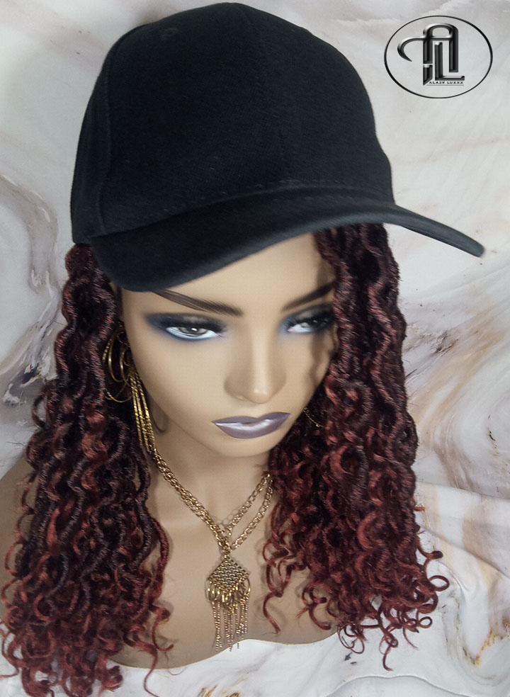 Goddess Locs Braid Wig Hat Baseball Cap 350 Ombre Mermaid Boho curly bohemian Gradient Hair Short Curly 14 16 in Hat Wig Gym Braided Hat Wig