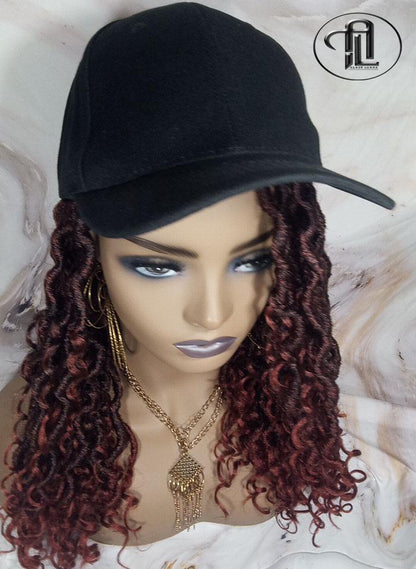 Goddess Locs Braid Wig Hat Baseball Cap 350 Ombre Mermaid Boho curly bohemian Gradient Hair Short Curly 14 16 in Hat Wig Gym Braided Hat Wig