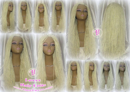 Senegalese Twist Twisted Braid Wig 613 Blonde Long Straight Small Braids Wig 24in Crochet Loc Braiding Platinum African Braided Wig