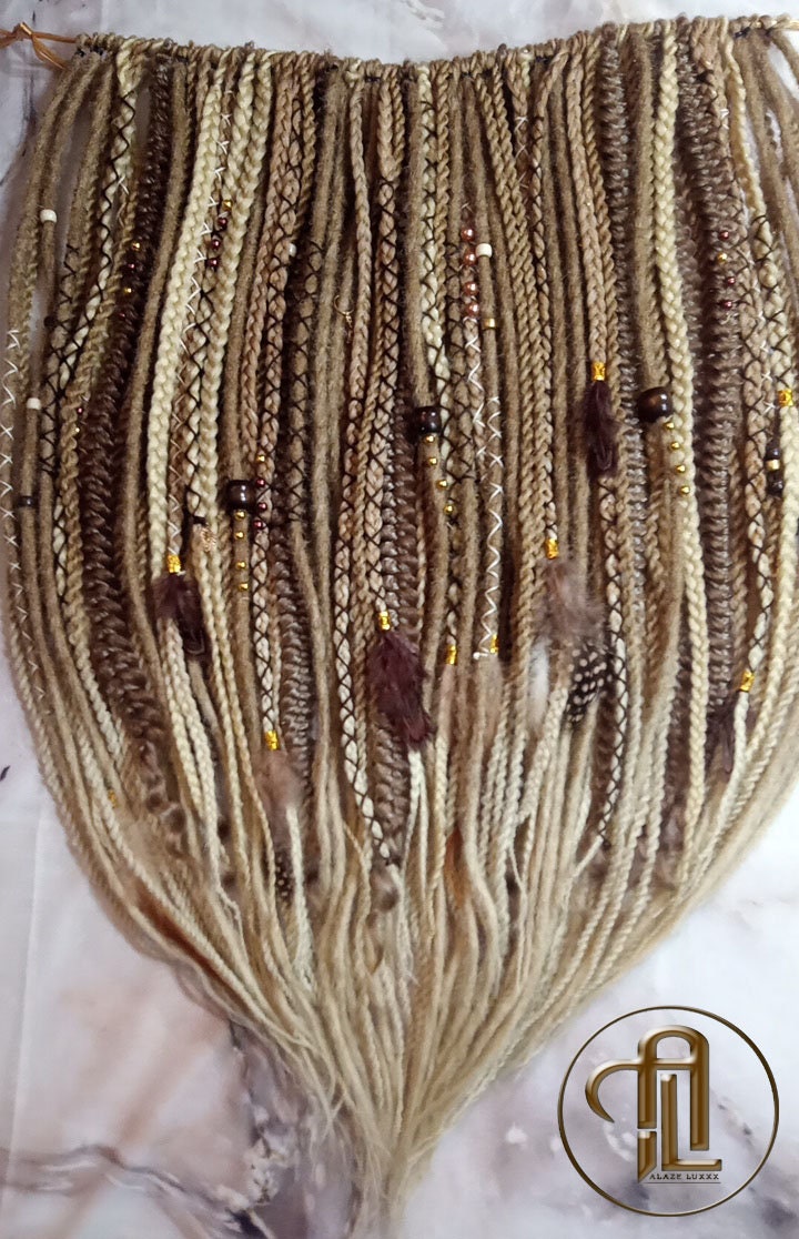Dread Braid Twist Bohemian Blonde Warm to White Ombre Single End SE 100 Set  Crochet Boho Extensions Single Loop Dread Plaits