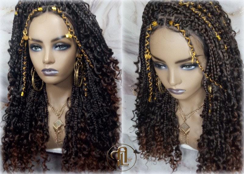 Full Lace Wig Box Braid Wig Long Brown black boho curyly box braids 1b 30 brown auburn Medium Straight bohemian gypsy Mix Black Brown