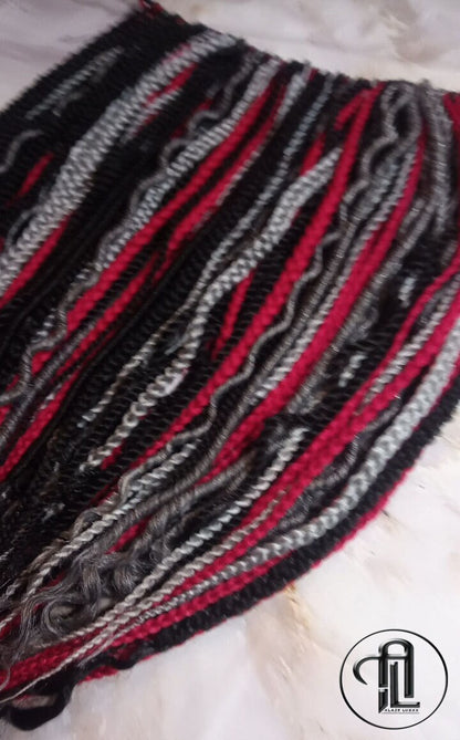 Viking Extensions Red Black Grey Silver Single End SE Braid Plaits Twist Dreads Set 100 Piece Set Kit Crochet Boho Single Loop Dreads Hippy