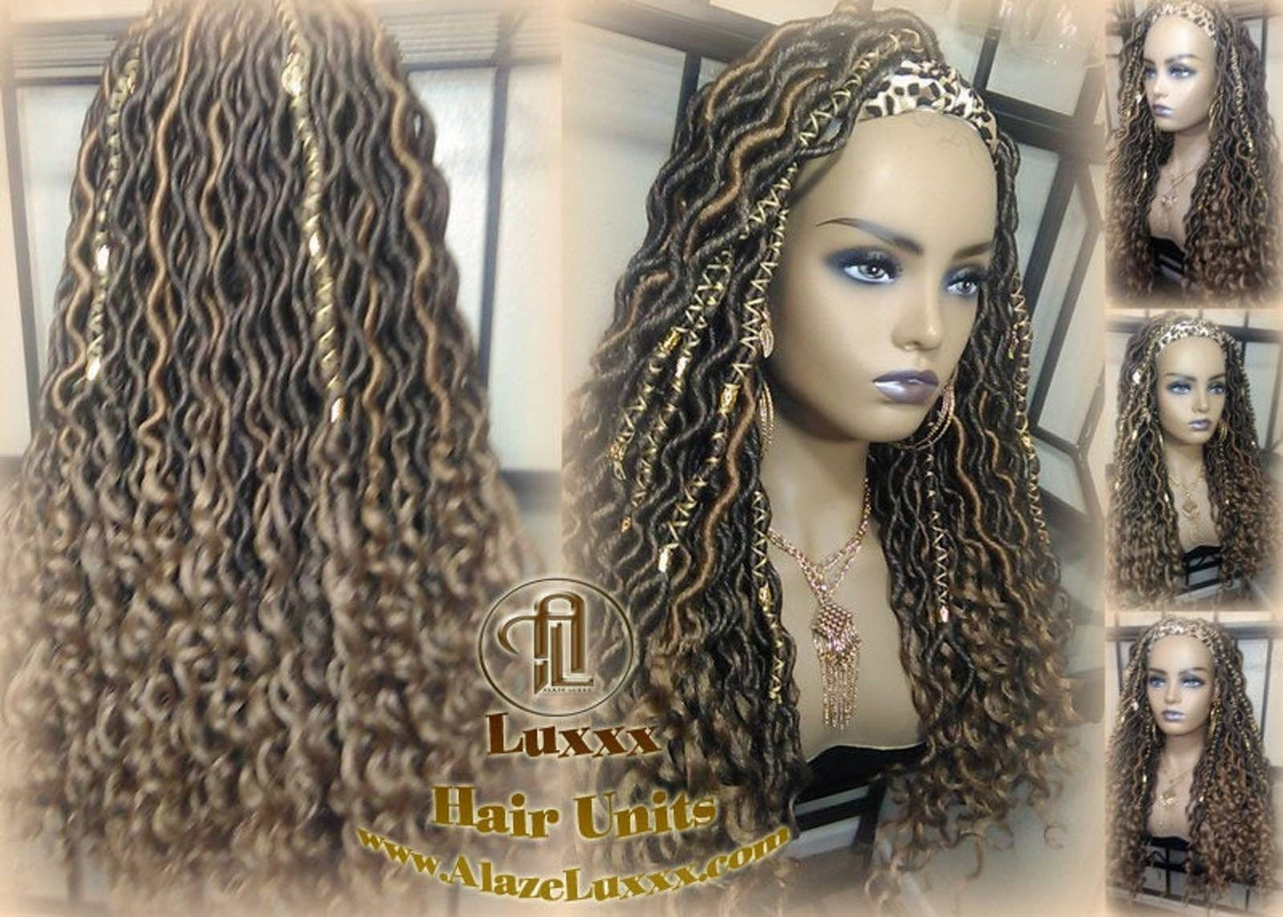 Headband Wig Blonde Tips 27 Brown Blonde Goddess Faux Loc Bohemian Boho Gypsy
