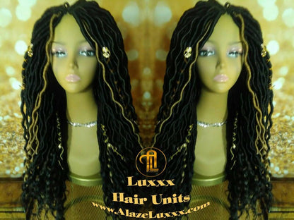 Goddess Faux Locs Wig Black Blonde 27 Dread Wig Wavy Black Dread 1B Long Long Gypsy Locs Wig Synthetic Dred Lock Bohemian Boho Crochet Braid