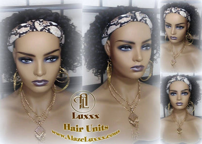 Headband Wig Black 1B Headband Wig Short Black Curly Wavy Ends Hair Human Hair
