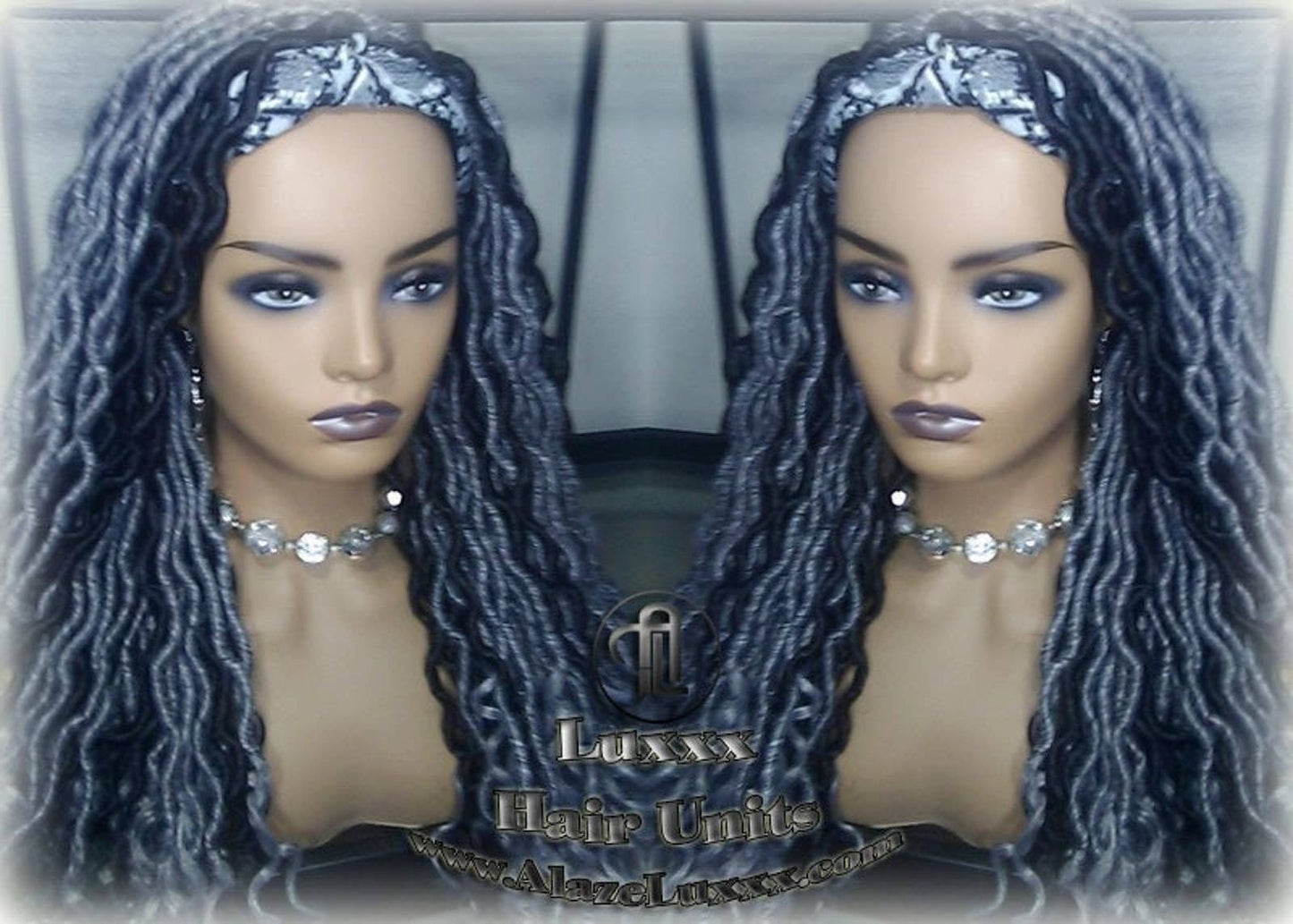 Headband Wig Goddess Faux Dread Locs Salt N Pepper 44 51 Gypsy Boho Silver Black 1B Grey Gray Platinum Storm Wig Unit Wavy Ready to Ship