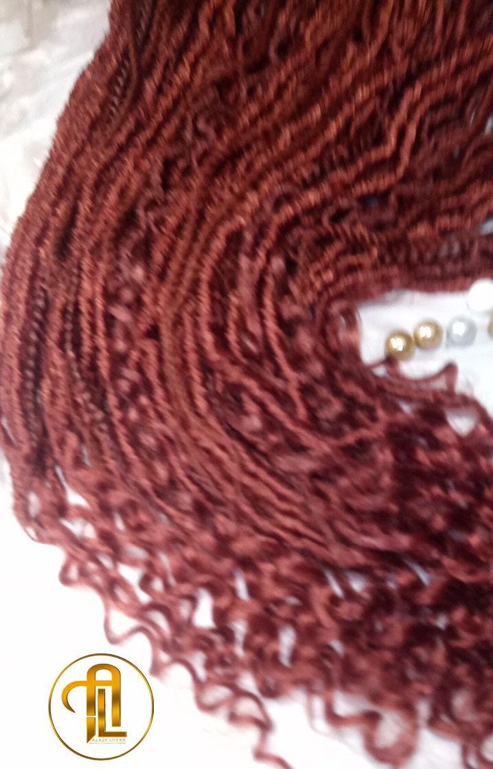 Single Ended Ginger Red Burnt Orangish SE 75 Piece Set Kit Mixed Soft Crochet Boho Dread Braid Hair Wrap Extension Texture Natural Realistic
