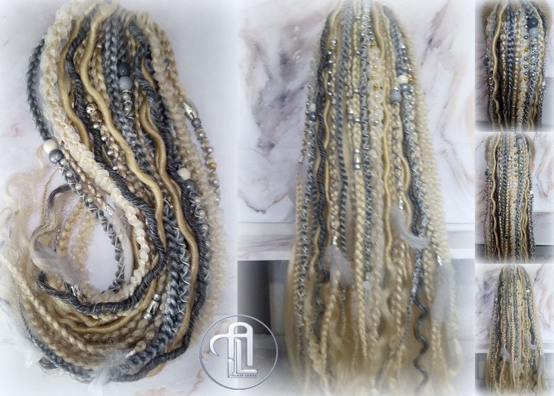 Ponytail Hair Fall Extensions Blonde 613 Grey Silver Elements Accents Feathers synthetic box braids hair scrunchie clip in Clip on Braids