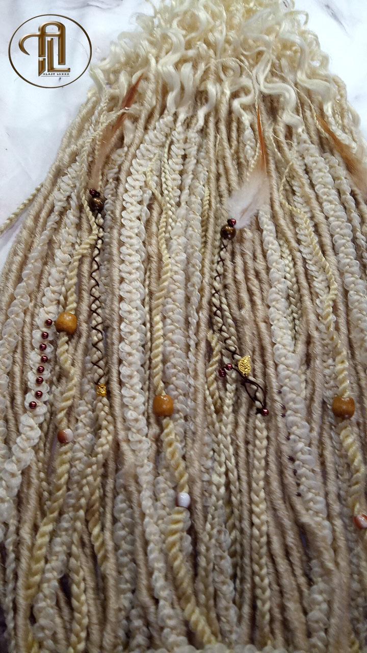 Renaissance Festival Boho Blonde Single Ended Dreads Full Set Festival Viking Braid DE SE Synthetic Braid in Dreadlocks 613 Locs Extensions